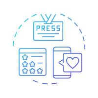 Earned media blue gradient concept icon. Rating service, ppc advertising. Business marketing. Round shape line illustration. Abstract idea. Graphic design. Easy to use in infographic, presentation vector