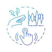 Vibration white finger blue gradient concept icon. Workplace injury. Work equipment, industry. Round shape line illustration. Abstract idea. Graphic design. Easy to use in infographic, presentation vector