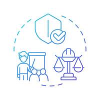 Safety and training programs blue gradient concept icon. Workplace inspection, organization. Round shape line illustration. Abstract idea. Graphic design. Easy to use in infographic, presentation vector