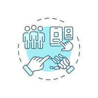 Human-centricity soft blue concept icon. Pillars of industry 5.0. Robotics. Human robot interaction. Round shape line illustration. Abstract idea. Graphic design. Easy to use in article vector