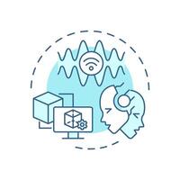 Digital twins soft blue concept icon. Virtual simulation. Industry 5.0 technology. Predictive maintenance. Round shape line illustration. Abstract idea. Graphic design. Easy to use vector