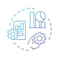 Evaluate and optimize blue gradient concept icon. Productivity chart, marketing analytics. Round shape line illustration. Abstract idea. Graphic design. Easy to use in infographic, presentation vector