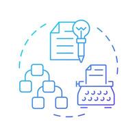 Script writing multi color concept icon. Storyboard, storytelling. Cinematography, screenwriting. Round shape line illustration. Abstract idea. Graphic design. Easy to use in infographic vector