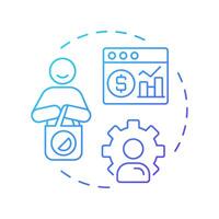 Accounts in-market blue gradient concept icon. Statistical metrics, marketing management. Round shape line illustration. Abstract idea. Graphic design. Easy to use in infographic, presentation vector