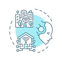 Industry 5.0 soft blue concept icon. Smart city. Human-machine interaction. Connected homes. Advanced AI. Round shape line illustration. Abstract idea. Graphic design. Easy to use in article vector