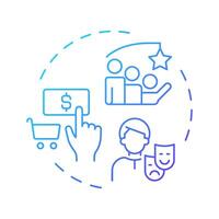 Buyer personas blue gradient concept icon. Targeting consumers, purchasing. Customer service. Round shape line illustration. Abstract idea. Graphic design. Easy to use in infographic, presentation vector