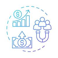 CLV blue gradient concept icon. Customer value, sales statistics. Profitability metrics. Round shape line illustration. Abstract idea. Graphic design. Easy to use in infographic, presentation vector