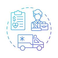Get medical care blue gradient concept icon. Workplace injury, healthcare. Insurance service. Round shape line illustration. Abstract idea. Graphic design. Easy to use in infographic, presentation vector