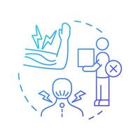 Overexertion and bodily reaction blue gradient concept icon. Workplace injury, accident. Round shape line illustration. Abstract idea. Graphic design. Easy to use in infographic, presentation vector