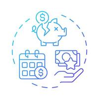 Lost wages blue gradient concept icon. Injury claim, compensation. Corporate management. Round shape line illustration. Abstract idea. Graphic design. Easy to use in infographic, presentation vector