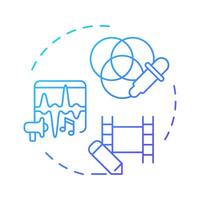 Film post-production multi color concept icon. Movie editing. Visual effects, vfx. footage, color correction. Round shape line illustration. Abstract idea. Graphic design. Easy to use vector