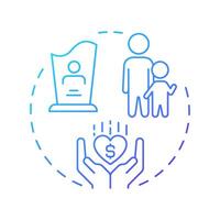 Survivor benefits blue gradient concept icon. Compensation for death. Financial support, insurance. Round shape line illustration. Abstract idea. Graphic design. Easy to use in infographic vector
