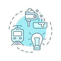 Industry 2.0 soft blue concept icon. Second industrial revolution. Electricity and mass production. Round shape line illustration. Abstract idea. Graphic design. Easy to use in article vector