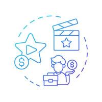 Film funding multi color concept icon. Media production, cinematography. Finance investment. Round shape line illustration. Abstract idea. Graphic design. Easy to use in infographic, presentation vector
