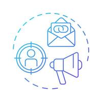 Content and messaging blue gradient concept icon. Marketing service, advertisement strategy. Round shape line illustration. Abstract idea. Graphic design. Easy to use in infographic, presentation vector