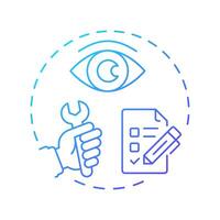 Safety inspections blue gradient concept icon. Corporate regulation, law compliance. Round shape line illustration. Abstract idea. Graphic design. Easy to use in infographic, presentation vector