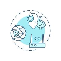 AI-native air interface soft blue concept icon. Access mode. Wireless connectivity. Artificial intelligence. Round shape line illustration. Abstract idea. Graphic design. Easy to use in article vector
