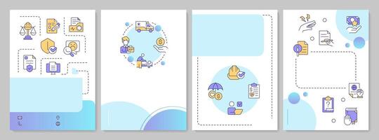 Work injury compensation brochure template. Insurance employee. Leaflet design with linear icons. Editable 4 layouts for presentation, annual reports vector