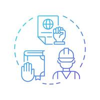 Workers compensation laws blue gradient concept icon. Law compliance, insurance regulation. Round shape line illustration. Abstract idea. Graphic design. Easy to use in infographic, presentation vector