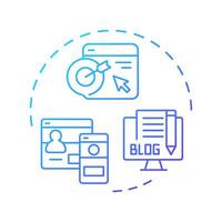 Owned media blue gradient concept icon. Business marketing. Digital advertising, target audience. Round shape line illustration. Abstract idea. Graphic design. Easy to use in infographic, presentation vector