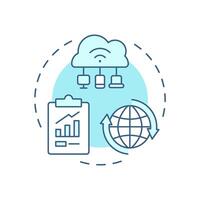 Internet of everything soft blue concept icon. Industry 5.0 technology. Cloud computing. Data analytics. Round shape line illustration. Abstract idea. Graphic design. Easy to use in article vector