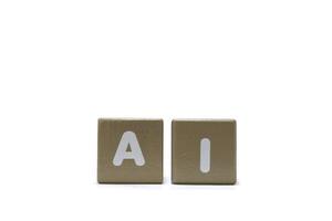 text AI Artificial Intelligence on colorful wooden isolated on a white photo