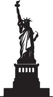 the statue of liberty is shown in silhouette vector