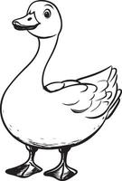 a black and white drawing of a duck vector