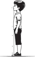a boy standing in front of a ruler vector