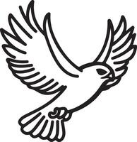 a black and white drawing of a flying bird vector