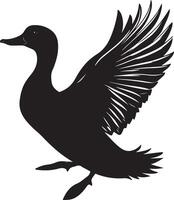 a silhouette of a duck flying in the air vector