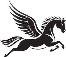 a black and white image of a horse with wings vector