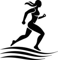 a silhouette of a woman running on a wave vector