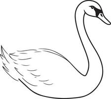 a black and white drawing of a swan vector