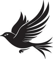 a black bird flying in the air on a white background vector