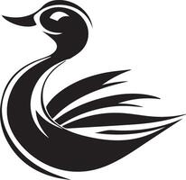 a black and white duck logo vector