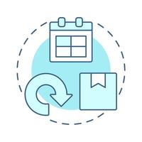 Returns soft blue concept icon. Reverse logistics in commerce or retail. Return order. Customer service. Round shape line illustration. Abstract idea. Graphic design. Easy to use in brochure vector