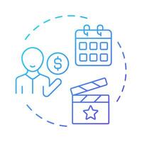 Film producer multi color concept icon. Film production. Business investment, funding. Round shape line illustration. Abstract idea. Graphic design. Easy to use in infographic, presentation vector