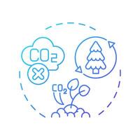 Carbon negative blue gradient concept icon. Nature preservation, ecofriendly. Forestation, agriculture. Round shape line illustration. Abstract idea. Graphic design. Easy to use infographic vector