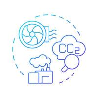 Carbon capture blue gradient concept icon. Co2 emission, greenhouse gas. Filtration system. Round shape line illustration. Abstract idea. Graphic design. Easy to use infographic, presentation vector