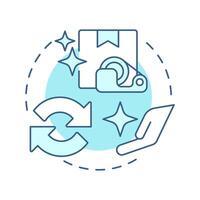Repackaging soft blue concept icon. Reverse logistics type. Changing package for goods. Tape and box. Round shape line illustration. Abstract idea. Graphic design. Easy to use in article vector