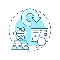 Outsourcing reverse logistics soft blue concept icon. Product return strategy. Data analysis. Management. Round shape line illustration. Abstract idea. Graphic design. Easy to use in brochure vector