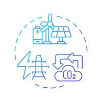 Scope 2 emissions blue gradient concept icon. Electrification, manufacturing. Co2 pollution. Round shape line illustration. Abstract idea. Graphic design. Easy to use infographic, presentation vector