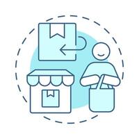 Reselling soft blue concept icon. Reverse logistics in commerce. Second-hand sales. Customer service. Round shape line illustration. Abstract idea. Graphic design. Easy to use in brochure vector