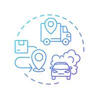 Scope 3 emissions blue gradient concept icon. Car pollution, urban vehicles. Greenhouse gas. Round shape line illustration. Abstract idea. Graphic design. Easy to use infographic, presentation vector