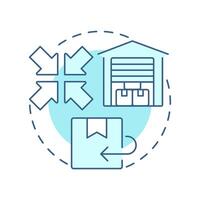 Centralized returns centers soft blue concept icon. Reverse logistics strategy. Warehouse management. Round shape line illustration. Abstract idea. Graphic design. Easy to use in article vector