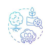 Biological sequestration blue gradient concept icon. Carbon plant, forestation. Co2 emission. Round shape line illustration. Abstract idea. Graphic design. Easy to use infographic, presentation vector