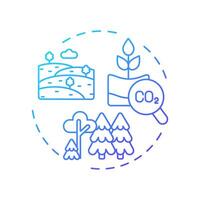 Terrestrial sequestration blue gradient concept icon. Carbon capture, forestation. Environment, nature. Round shape line illustration. Abstract idea. Graphic design. Easy to use infographic vector