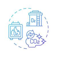 Oxy-fuel combustion capture blue gradient concept icon. Carbon storage, fuel emission. Round shape line illustration. Abstract idea. Graphic design. Easy to use infographic, presentation vector