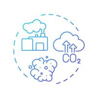 Scope 1 emissions blue gradient concept icon. Greenhouse gas, industry. Manufacturing pollution. Round shape line illustration. Abstract idea. Graphic design. Easy to use infographic, presentation vector